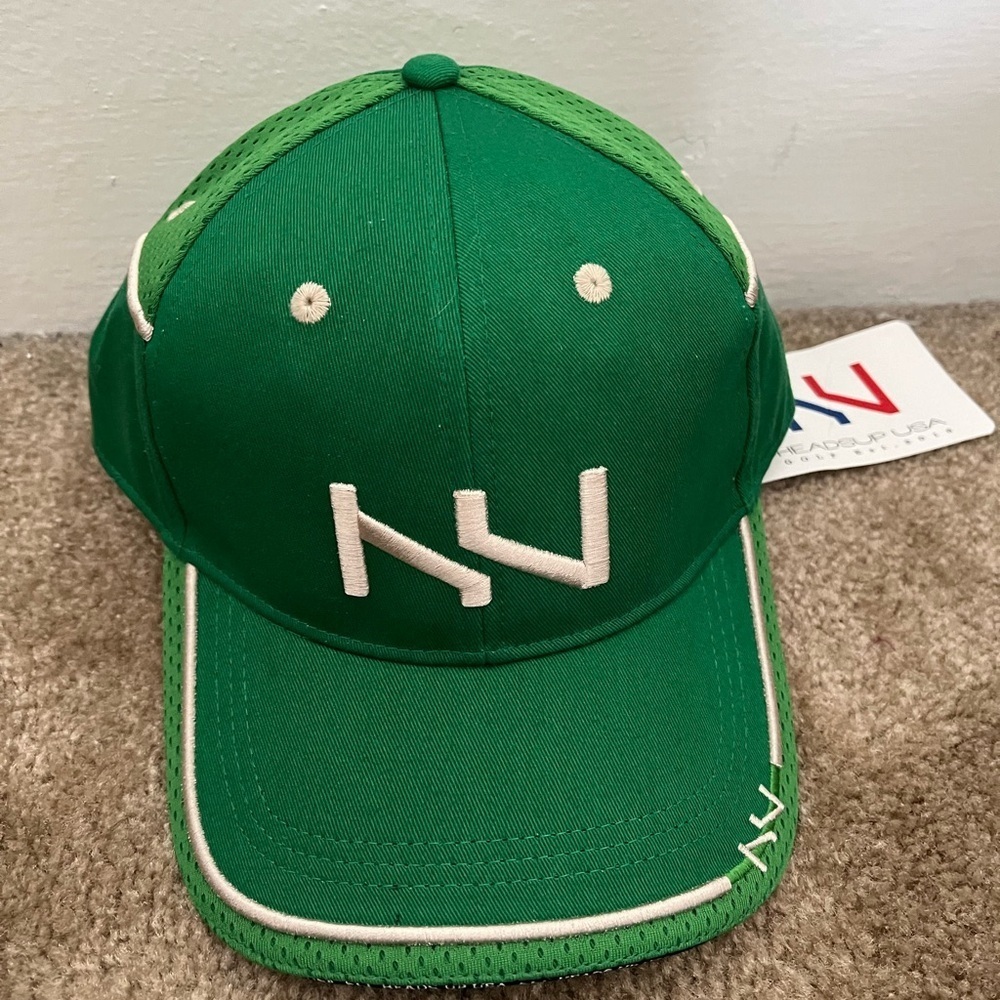 Nwt heads up green cotton polyester mesh golf logo embroidered logo baseball hat